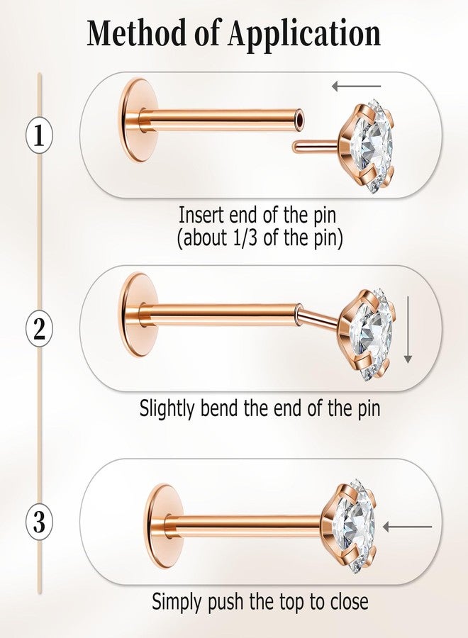 أقراط NICEIGHT 16G 18G 20G مصنوعة من الفولاذ المقاوم للصدأ 316L بدون خيوط، أقراط لابريت مونرو، أقراط غضروفية مسطحة الظهر، أقراط حلزونية، أقراط تراغوس، أقراط كونش ميدوسا، مجوهرات ثقب 16G R - Image 5